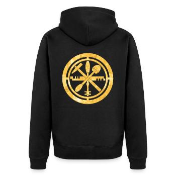 Glaser Zunft Logo Wappen Gold - Unisex Premium Bio Zip Hoodie - Schwarz - Hinten - Nico (187cm)