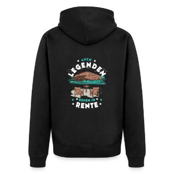 Rentner Rente Pension Auch Legenden gehen in Rente - Unisex Premium Bio Zip Hoodie - Schwarz - Hinten - Nico (187cm)