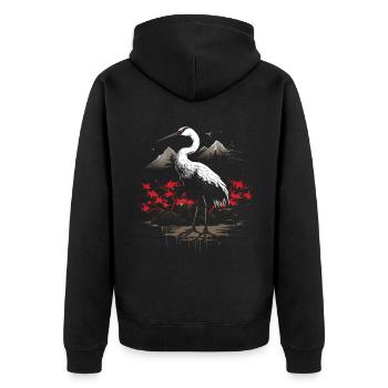 Japanischer Vogel Natur Japan Kultur Wildtiere - Unisex Premium Bio Zip Hoodie - Schwarz - Hinten - Nico (187cm)