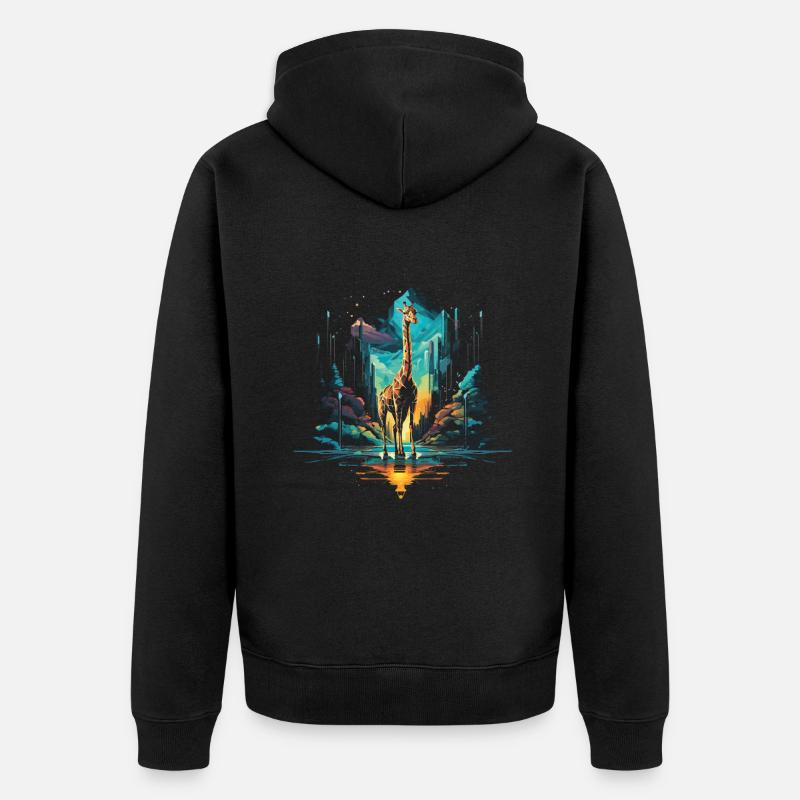 Girafe, Animaux, Faune - Veste à capuche bio Premium Unisexe - noir