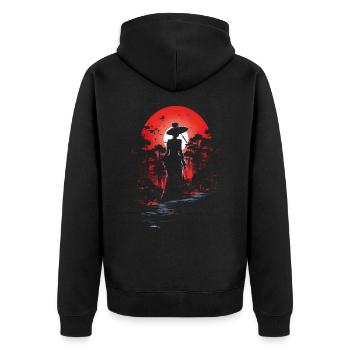 Geisha Kyoto Kimono Culture Samurai Anime Shrine - Unisex Premium Organic Zip Hoodie - black - Back - Nico (187cm)