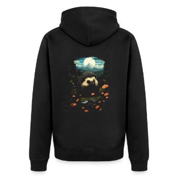 Igel Tier - Unisex Premium Bio Zip Hoodie - Schwarz - Hinten - Nico (187cm)