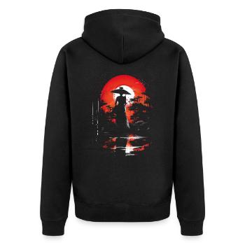 Geisha Kyoto Kimono Culture Samurai Anime Shrine - Unisex Premium Organic Zip Hoodie - black - Back - Nico (187cm)
