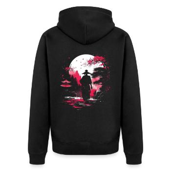 Geisha Kyoto Kimono Kultur Samurai Anime Schrein - Unisex Premium Bio Zip Hoodie - Schwarz - Hinten - Nico (187cm)
