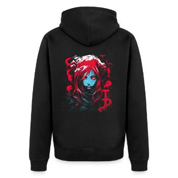 Anime Goth Girl Japanese Aesthetic Grunge Horror - Unisex Premium Organic Zip Hoodie - black - Back - Nico (187cm)