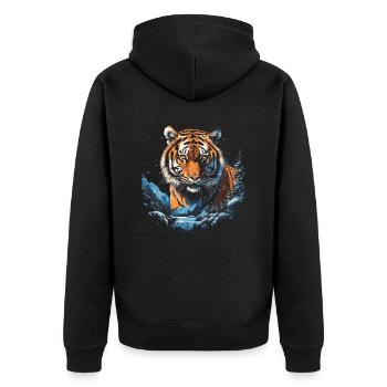 Majestic Tiger Wilderness Wild Powerful - Unisex Premium Organic Zip Hoodie - black - Back - Nico (187cm)