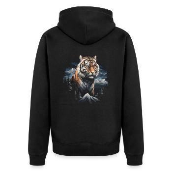Tiger, Nature, Animals - Unisex Premium Organic Zip Hoodie - black - Back - Nico (187cm)