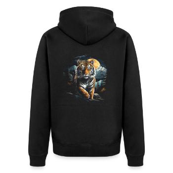 Tiger, Nature, Animals - Unisex Premium Organic Zip Hoodie - black - Back - Nico (187cm)