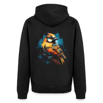 Majestätisch Vogel Illustration Vogelliebhaber - Unisex Premium Bio Zip Hoodie - Schwarz - Hinten - Nico (187cm)