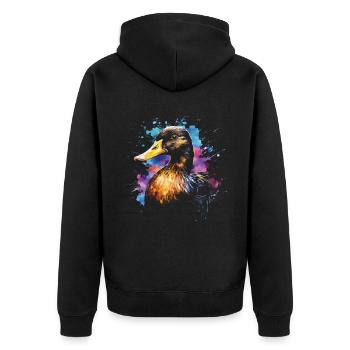 Canard, Canard, Agriculteur, Agriculteur, Jeu - Veste à capuche bio Premium Unisexe - noir - Dos - Nico (187cm)