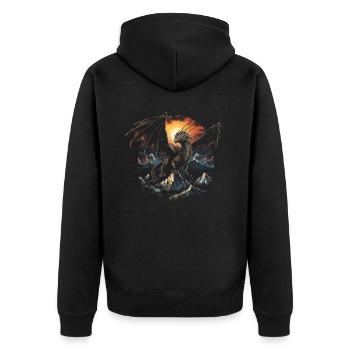 Dragon Role Playing Game Illustration Mythology - Unisex Premium Organic Zip Hoodie - black - Back - Nico (187cm)