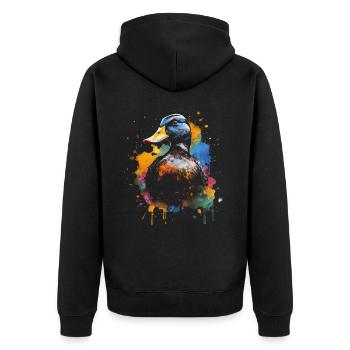 Canard, Canard, Agriculteur, Agriculteur, Jeu - Veste à capuche bio Premium Unisexe - noir - Dos - Nico (187cm)