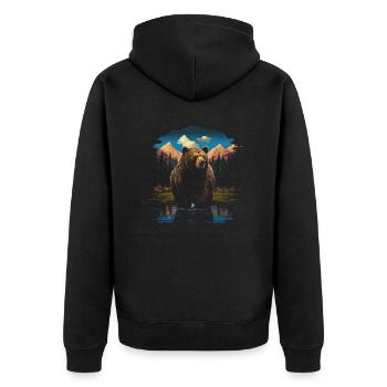 Ours, Forêt, Grizzly, Montagnes, USA - Veste à capuche bio Premium Unisexe - noir - Dos - Nico (187cm)
