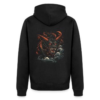 Japanisch Tattoo Nacht Mystisch Japan - Unisex Premium Bio Zip Hoodie - Schwarz - Hinten - Nico (187cm)
