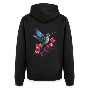 Colibri oiseau Floral oeuvre - Veste à capuche bio Premium Unisexe - noir - Dos - Nico (187cm)