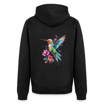 Colibri oiseau Floral oeuvre - Veste à capuche bio Premium Unisexe - noir - Dos - Nico (187cm)