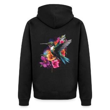 Colibri oiseau Floral oeuvre - Veste à capuche bio Premium Unisexe - noir - Dos - Nico (187cm)