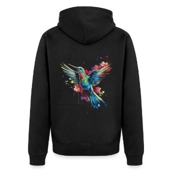Colibri oiseau Floral oeuvre - Veste à capuche bio Premium Unisexe - noir - Dos - Nico (187cm)