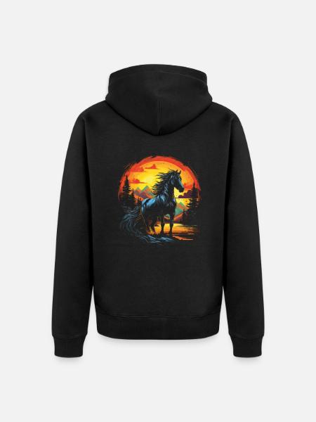 Cheval, Nature, Wilderness - Veste à capuche bio Premium Unisexe - noir