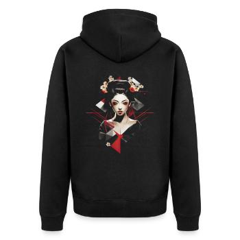 Kimono Japonais Beau Japon - Veste à capuche bio Premium Unisexe - noir - Dos - Nico (187cm)
