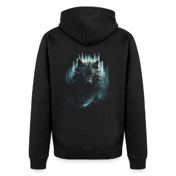 Werwolf Wolf Mythologie Rollenspiele Tier - Unisex Premium Bio Zip Hoodie - Schwarz - Hinten - Nico (187cm)
