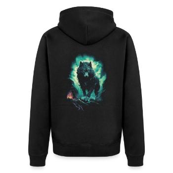 Werwolf Wolf Mythologie Rollenspiele Tier - Unisex Premium Bio Zip Hoodie - Schwarz - Hinten - Nico (187cm)