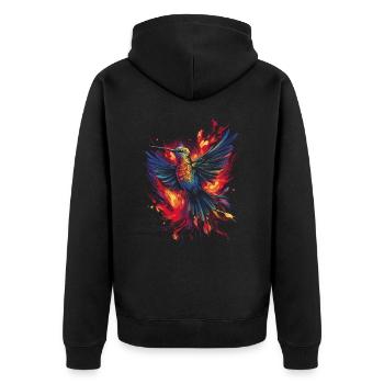 Kolibri Kunstwerk Bunt Vogelliebhaber - Unisex Premium Bio Zip Hoodie - Schwarz - Hinten - Nico (187cm)