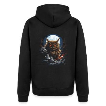 Eule Fantasie Japanisch Mythologie Magisch - Unisex Premium Bio Zip Hoodie - Schwarz - Hinten - Nico (187cm)