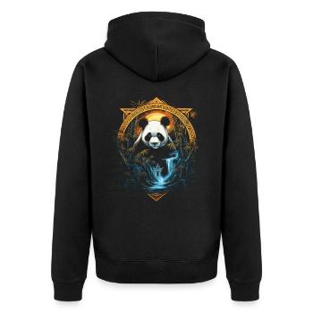 Panda Chinese Japanese Asia Bamboo Kawaii - Unisex Premium Organic Zip Hoodie - black - Back - Nico (187cm)