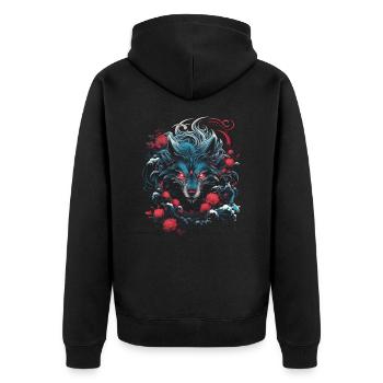 Wolf Japanisch Japanische Kunst Anime Traditionell - Unisex Premium Bio Zip Hoodie - Schwarz - Hinten - Nico (187cm)