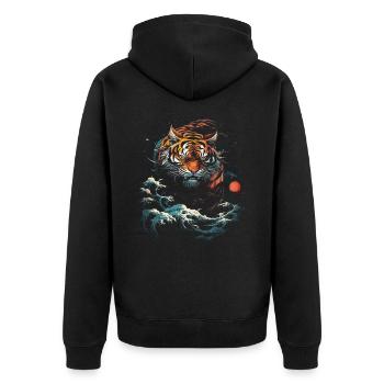 Clair de lune Fantaisie Asie japonaise Mythologie du tigre - Veste à capuche bio Premium Unisexe - noir - Dos - Nico (187cm)