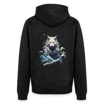 Wolf Japanisch Japanische Kunst Anime Traditionell - Unisex Premium Bio Zip Hoodie - Schwarz - Hinten - Nico (187cm)