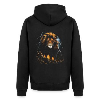 Lion, Africa, Safari, Jungle, Pride, Majestic - Unisex Premium Organic Zip Hoodie - black - Back - Nico (187cm)