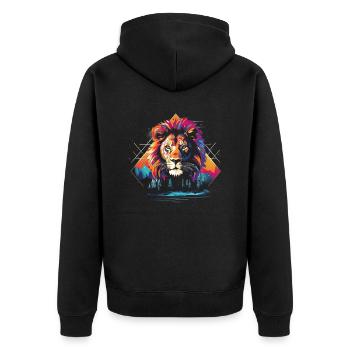 Lion, Savane, Nature, Peinture, Règne Animal, Nature Sauvage - Veste à capuche bio Premium Unisexe - noir - Dos - Nico (187cm)