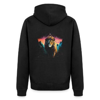 Lion, Savane, Nature, Peinture, Règne Animal, Nature Sauvage - Veste à capuche bio Premium Unisexe - noir - Dos - Nico (187cm)