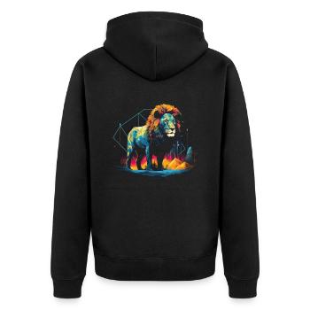 Löwe Tier Polygon Kunst Safari Majestätisch - Unisex Premium Bio Zip Hoodie - Schwarz - Hinten - Nico (187cm)