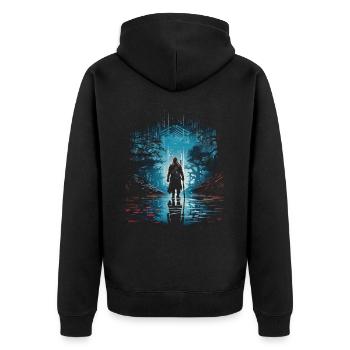 Viking Silhouette Scandinavia Viking - Unisex Premium Organic Zip Hoodie - black - Back - Nico (187cm)