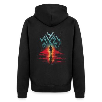 Viking Silhouette Scandinavia Viking - Unisex Premium Organic Zip Hoodie - black - Back - Nico (187cm)