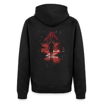 Viking Silhouette Scandinavia Viking - Unisex Premium Organic Zip Hoodie - black - Back - Nico (187cm)