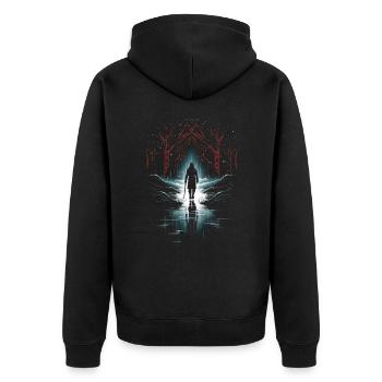 Viking Silhouette Scandinavia Viking - Unisex Premium Organic Zip Hoodie - black - Back - Nico (187cm)