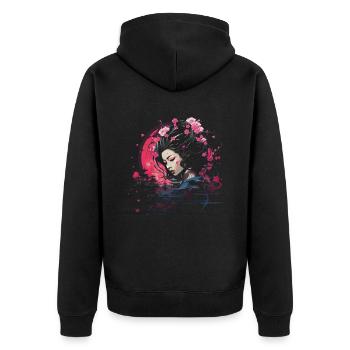 Geisha Manga Japon Art du samouraï - Veste à capuche bio Premium Unisexe - noir - Dos - Nico (187cm)