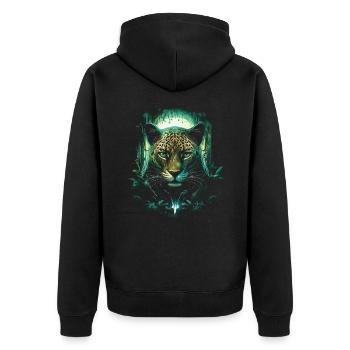Majestätisch Dschungel Wildtiere Wildnis Kunstwerk - Unisex Premium Bio Zip Hoodie - Schwarz - Hinten - Nico (187cm)