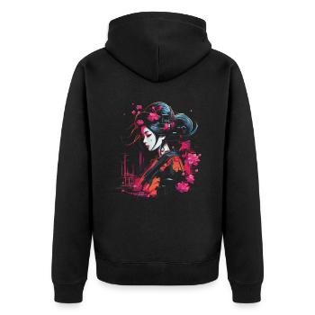 Geisha Manga Japon Art du samouraï - Veste à capuche bio Premium Unisexe - noir - Dos - Nico (187cm)
