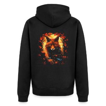 Fantay Fox Magic Fox - Unisex Premium Organic Zip Hoodie - black - Back - Nico (187cm)