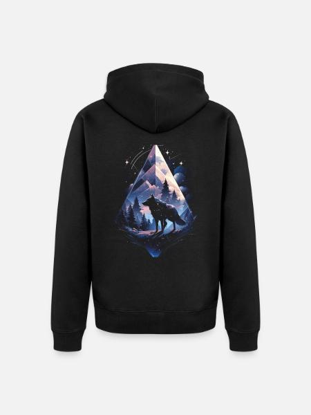Majestic Wolf Wolves - Unisex Premium Organic Zip Hoodie - black