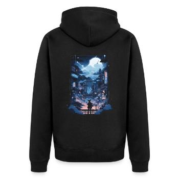 Cyberpunk Manga Kyoto Glitch - Veste à capuche bio Premium Unisexe - noir - Dos - Nico (187cm)