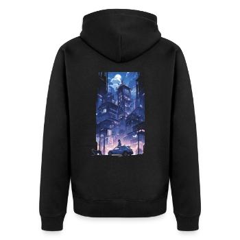 Cyberpunk Manga Kyoto Glitch - Veste à capuche bio Premium Unisexe - noir - Dos - Nico (187cm)