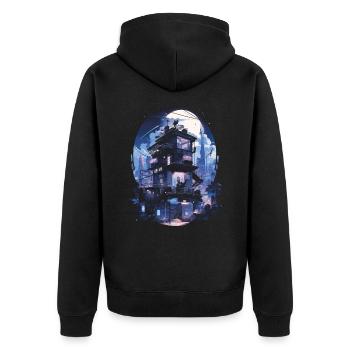 Cyberpunk Manga Kyoto Glitch - Veste à capuche bio Premium Unisexe - noir - Dos - Nico (187cm)