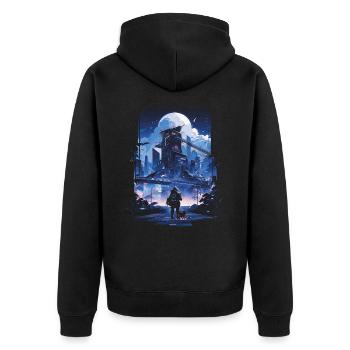 Cyberpunk Manga Kyoto Glitch - Veste à capuche bio Premium Unisexe - noir - Dos - Nico (187cm)