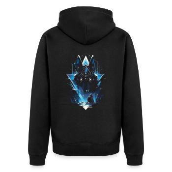 Anubis Gott Gaming Ägypter - Unisex Premium Bio Zip Hoodie - Schwarz - Hinten - Nico (187cm)